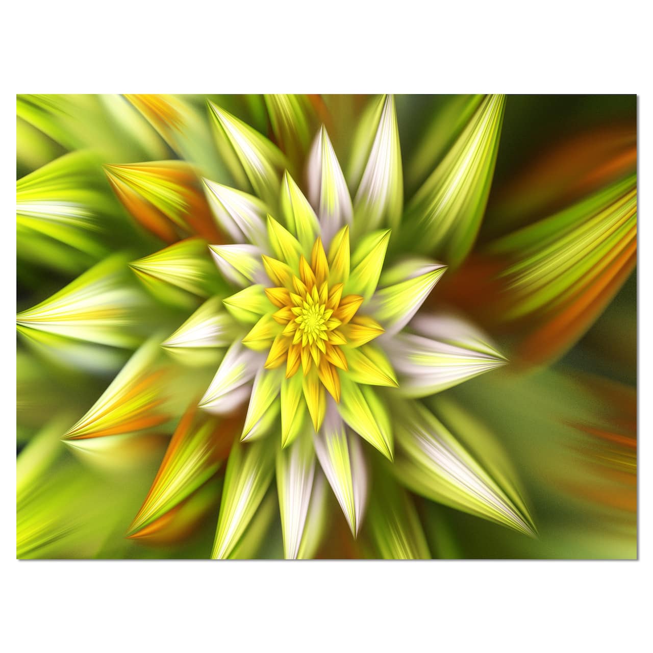 Designart - Huge Yellow Fractal Flower - Floral Canvas Art Print
